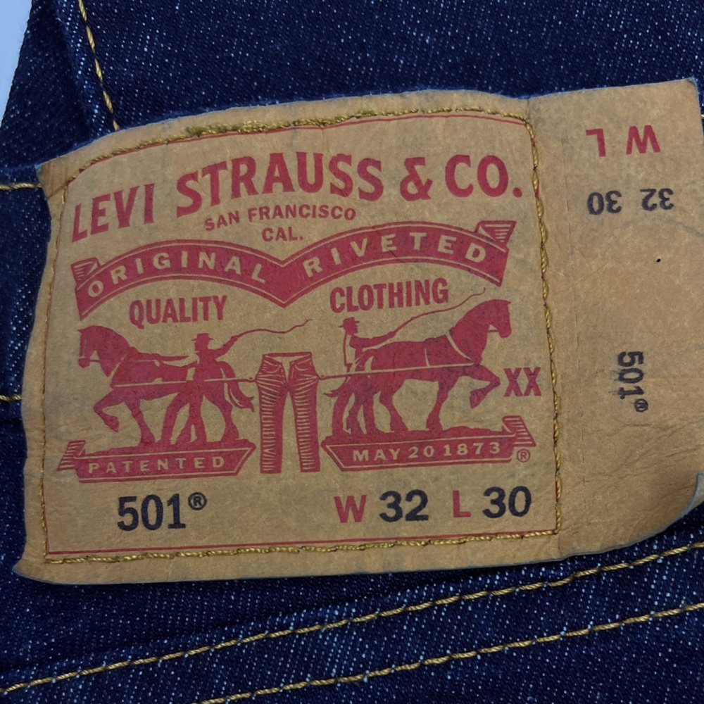 LEVI'S 501 ORIGINAL JEANS 32X30, REGULAR STRAIGHT FIT, STRECH EXTENSIBLE, NAVY - Picture 8 of 16